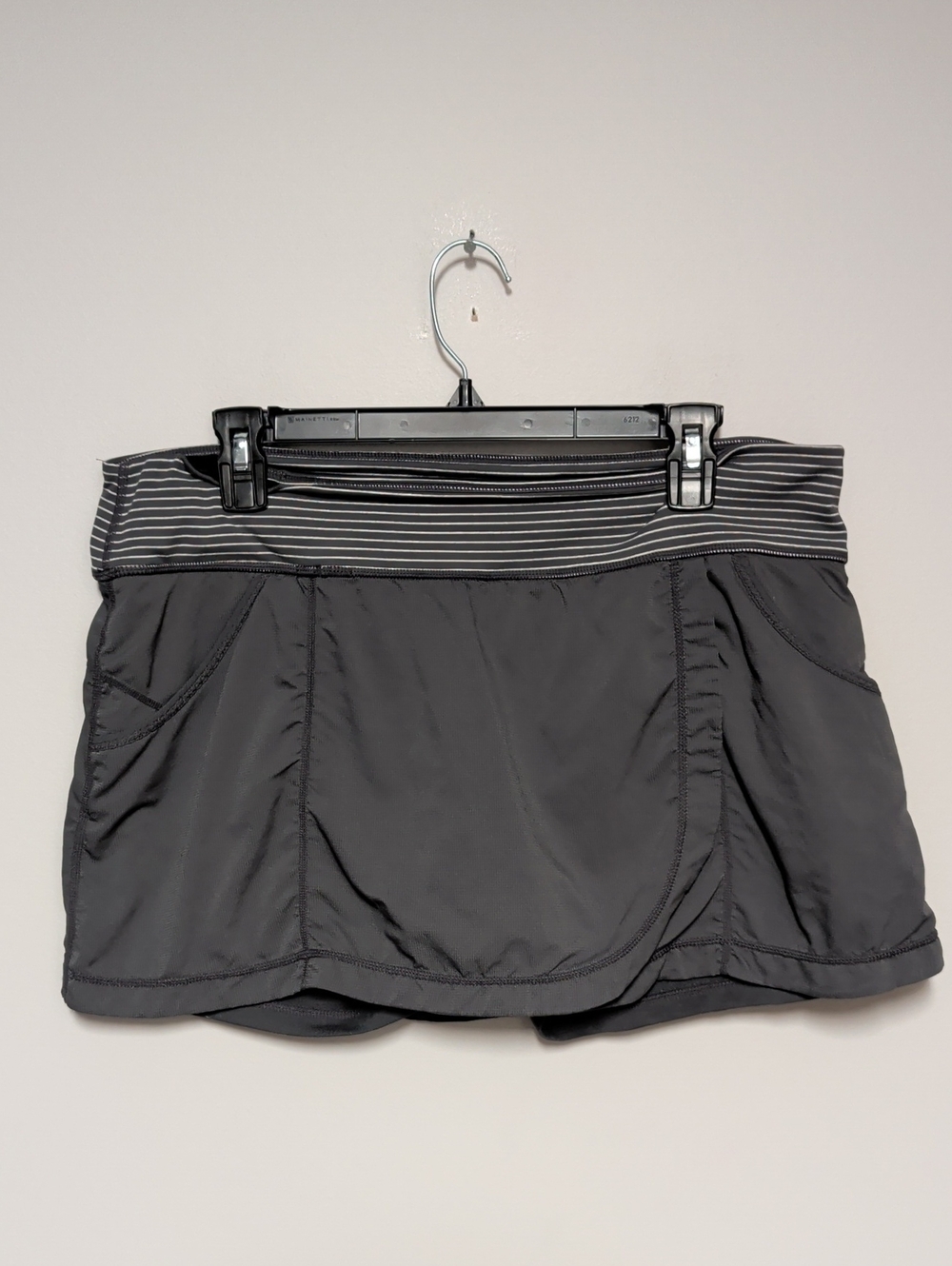 Zella Charcoal Gray Skort with Striped Waistband